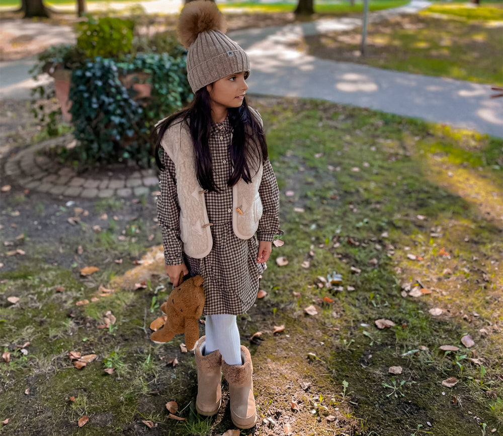 Bodywarmer Alpen Junior, Biowolle, ENGLISH TEA