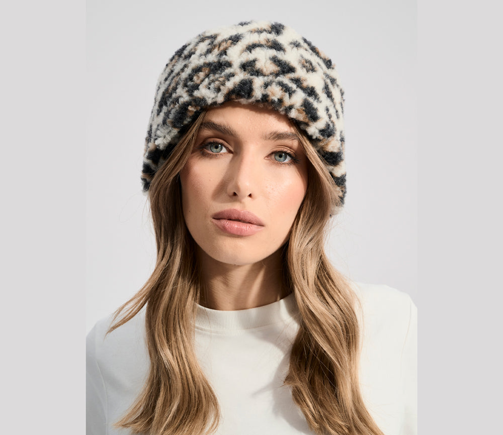 Alwero - Stirnband / Halswärmer VOVO, Leopard White, Biowolle, ultra light - Limited Edition