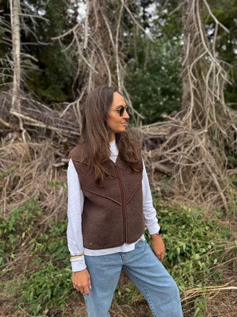 Alwero - Bodywarmer "TIDE" , Merinowolle, CHOCO MARTINI, ultra light mit Seitentaschen - LIMITED EDITION