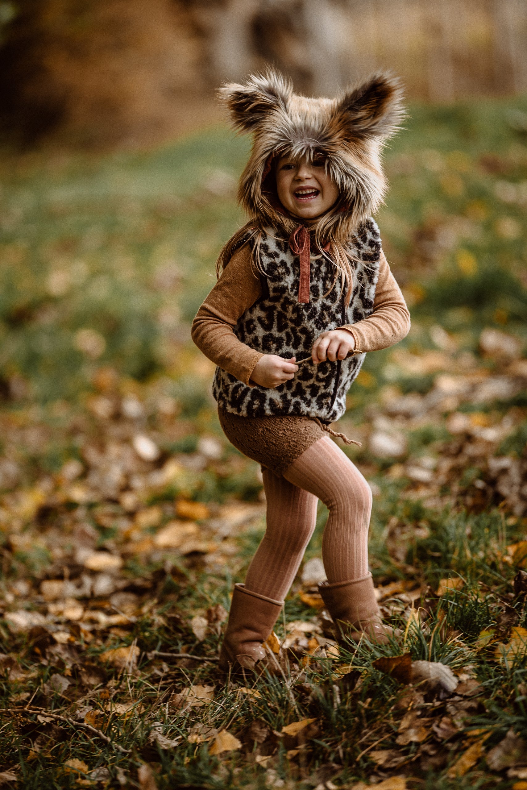 Alwero - Bodywarmer "TYB" Junior, Biowolle, LEOPARD WHITE, ultra light