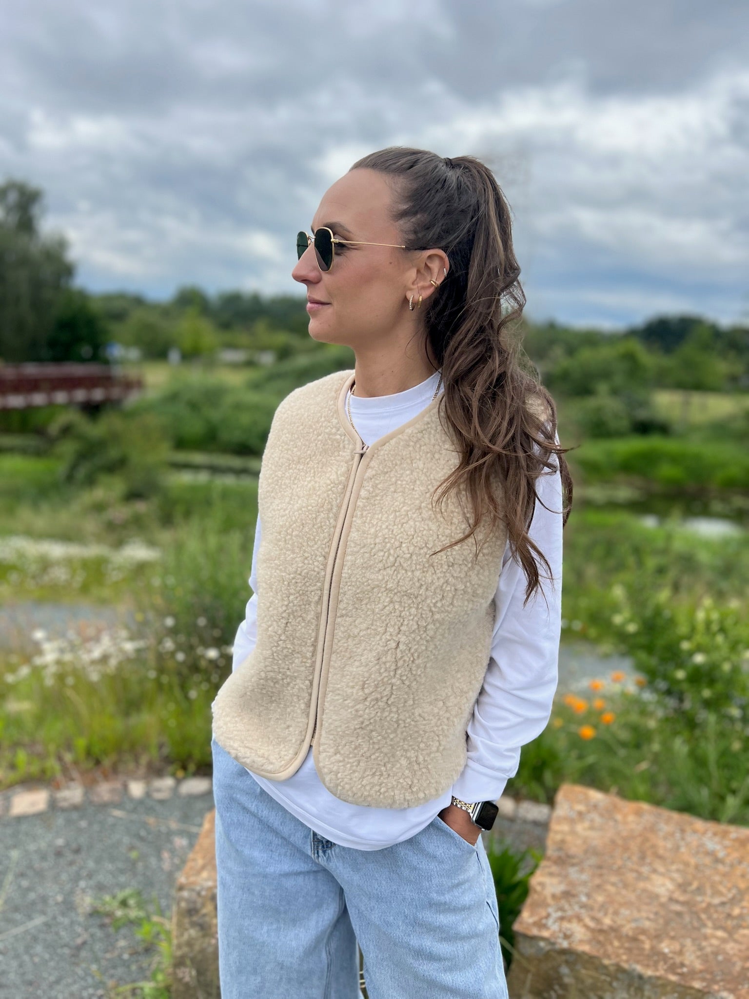 Alwero - Weste "ALF ZIP" Adult, SAND BROWN, Merinowolle