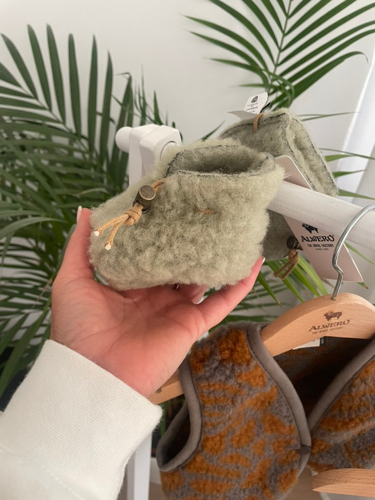 Alwero - Schühchen Baby, Emo Wool, Pistachio, Biowolle