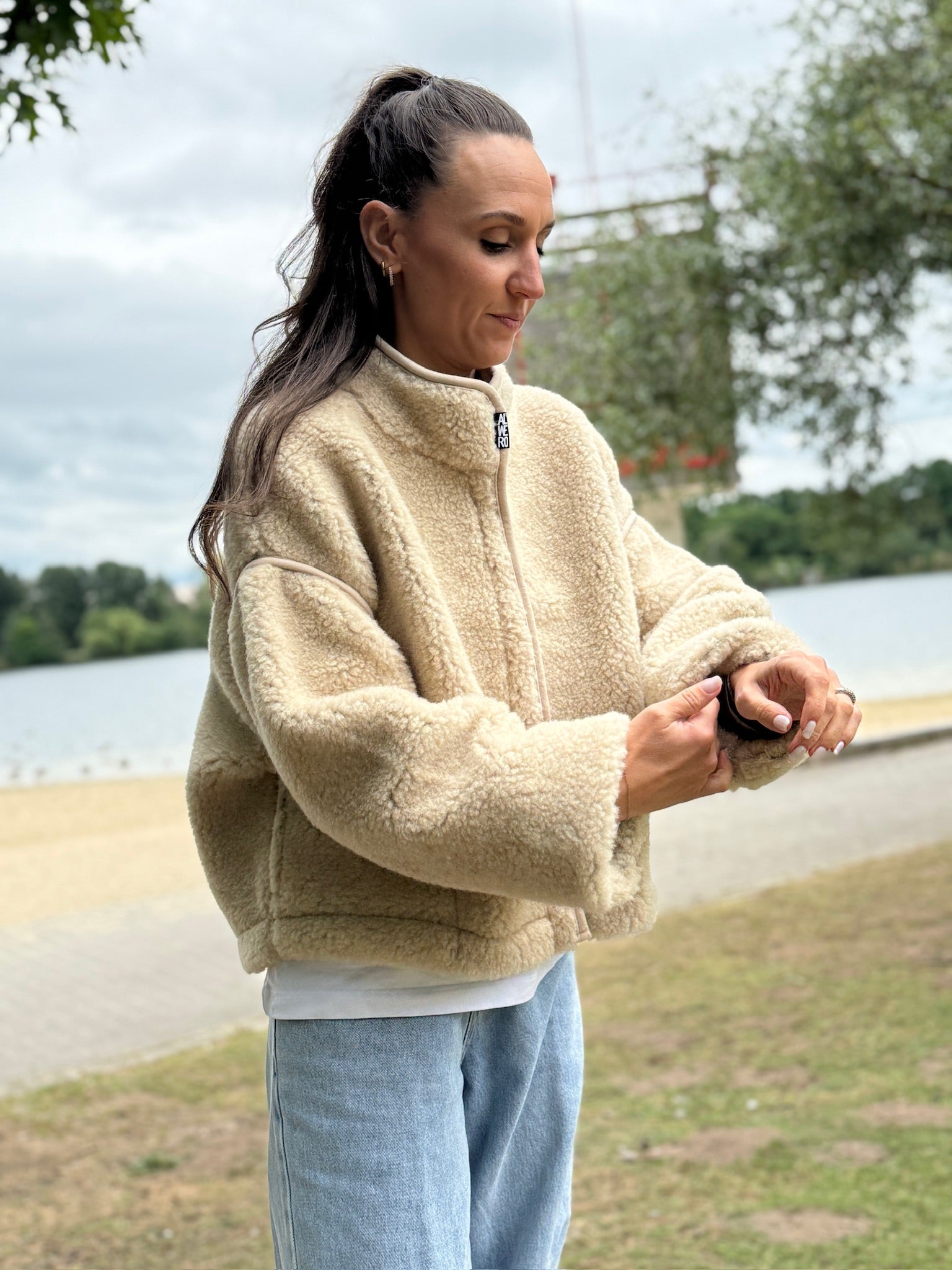 Alwero - Jacke BLOOM, Oversize, SAND BROWN, Merinowolle, ultra light