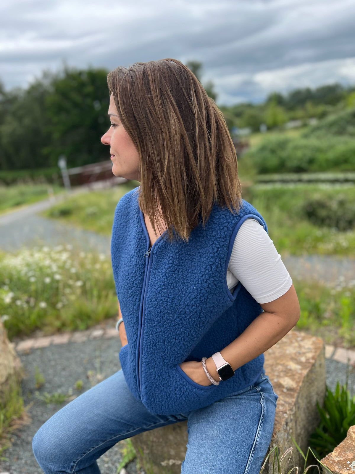 Alwero - Weste "POS" Adult, Biowolle, BlueBlue, ultra light