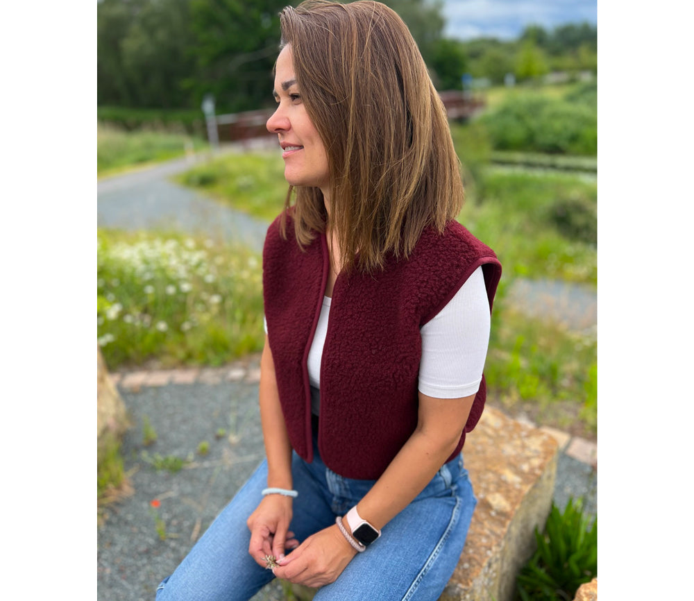 Alwero - Vest "CAMINO" Adult, CHERRY LIQUEUR, Organic Wool Ultra Light