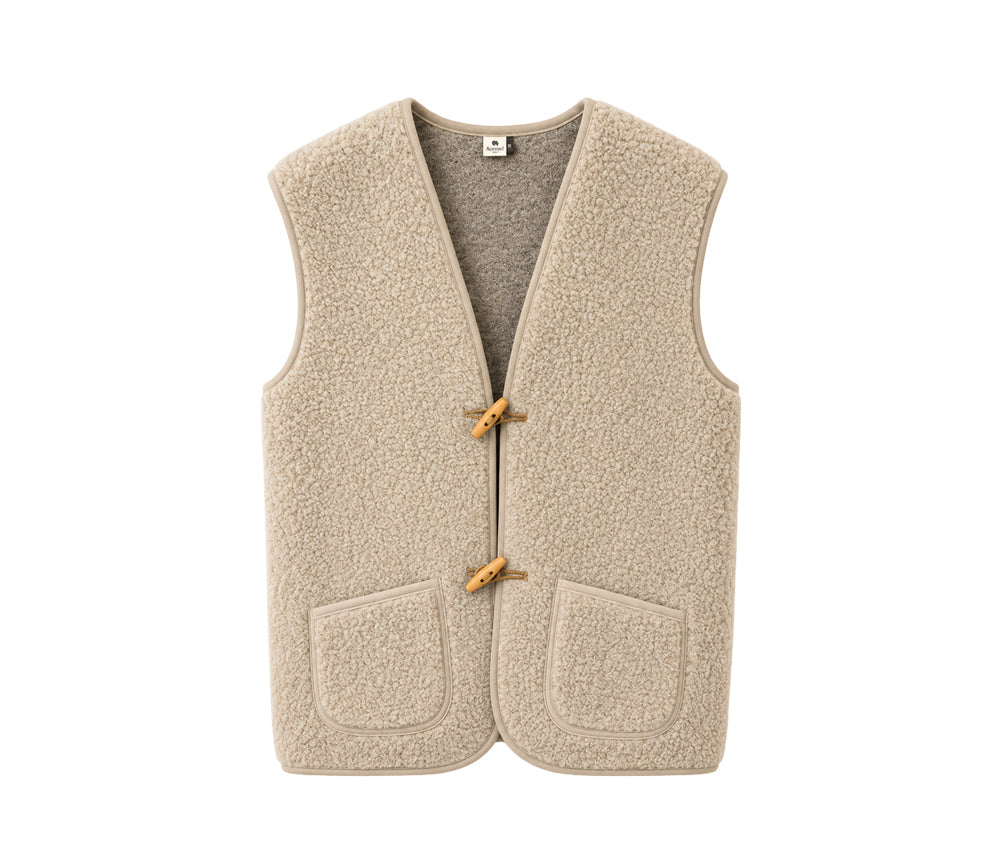 Alwero - Bodywarmer "Alpen 3.0" Adult, Organic Wool, Sand Brown, ultra light