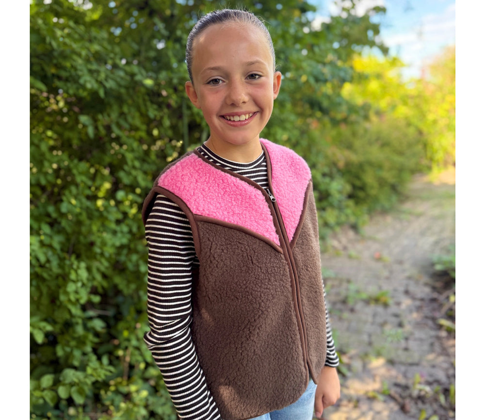Alwero - Bodywarmer "TIDE" JUNIOR, Merinowolle, Choco Martini/Bubble Gum, ultra light