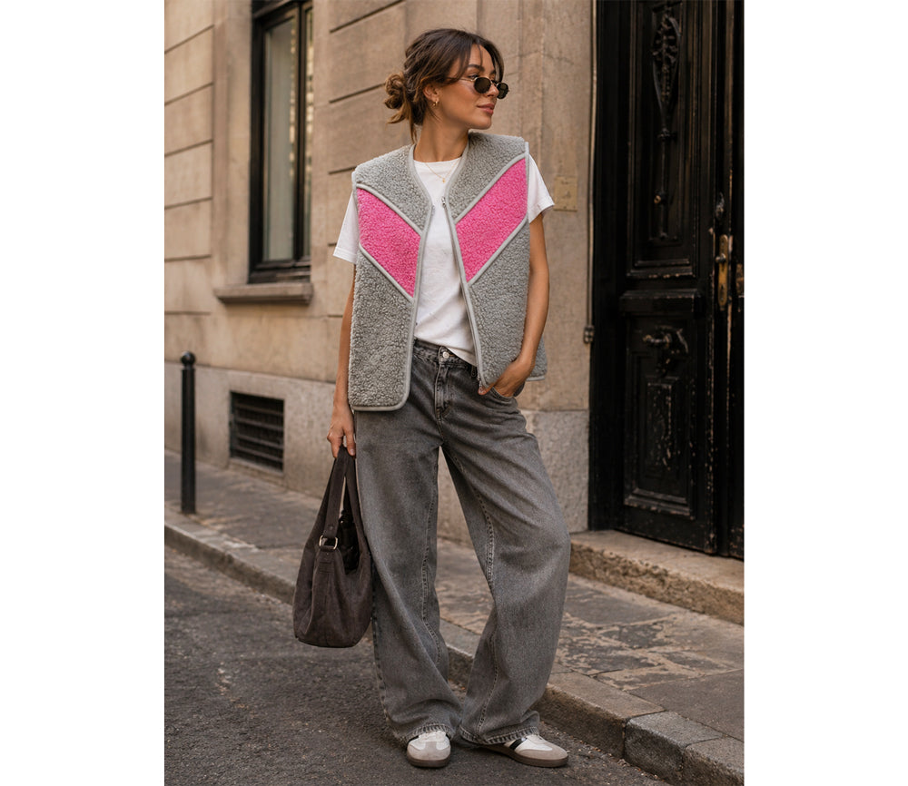 Alwero - Weste "TIDE" Adult,  SILVER / BUBBLE GUM, Merinowolle, ultra light - LIMITED EDITION