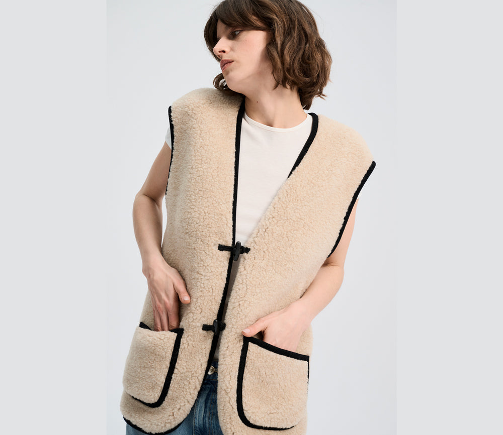 Alwero - Bodywarmer "Alpen 2.0" Adult, Biowolle, Sand brown, ultra light