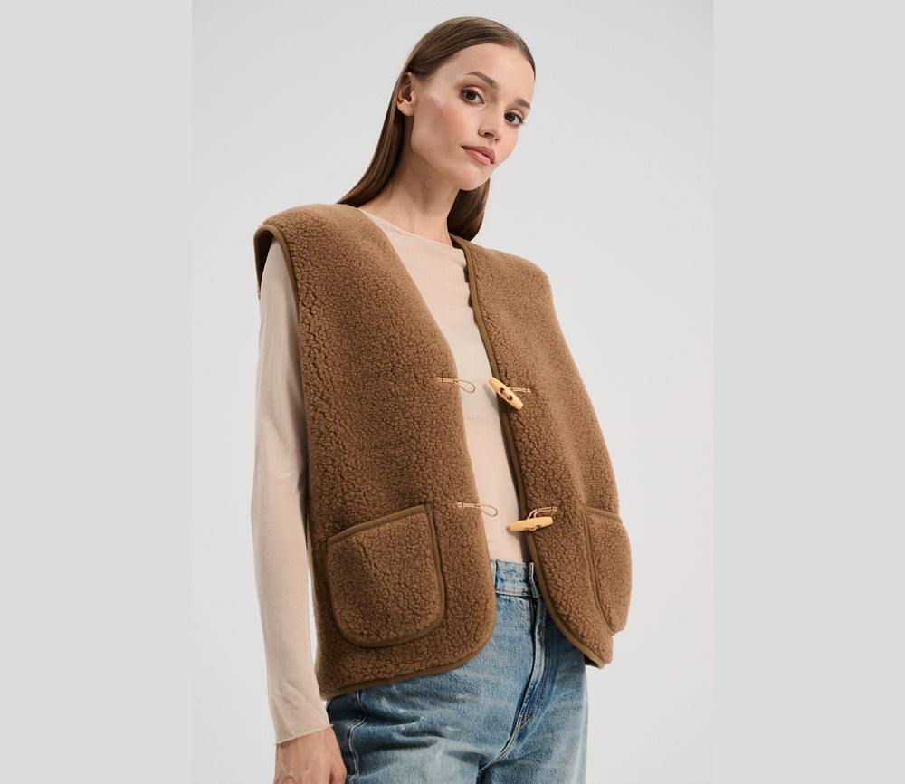 Alwero - Bodywarmer "Alpen 3.0" Adult, Biowolle, Teddy Brown, ultra light