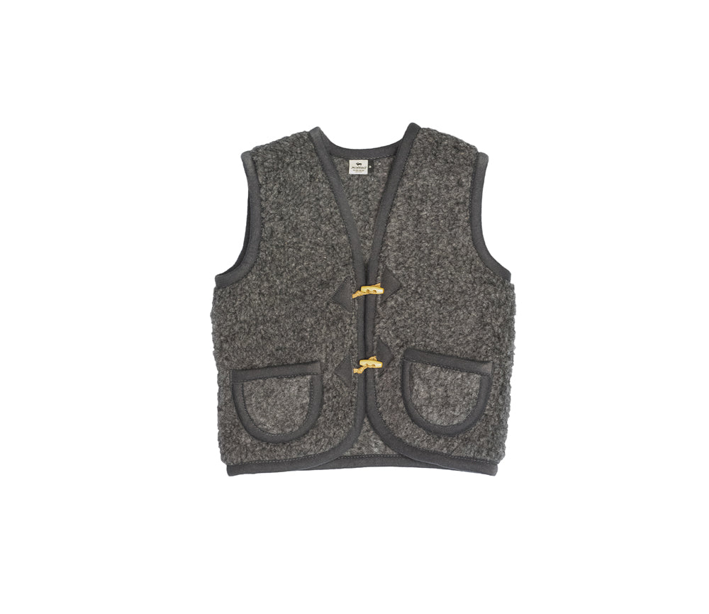 Alwero - Bodywarmer Alpen Junior, Biowolle, ANTHRAZIT