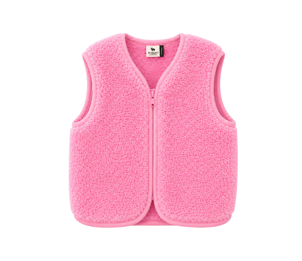 Alwero - Weste "ALF ZIP" JUNIOR, BUBBLE GUM, Merinowolle
