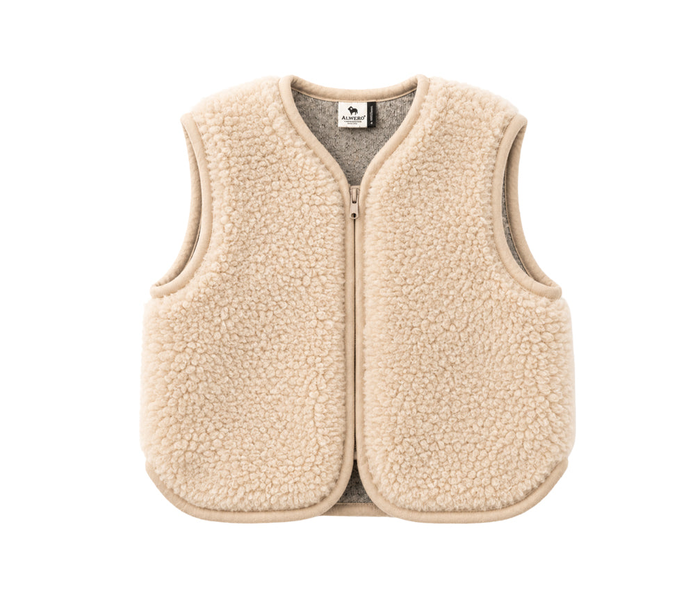 Alwero - Weste "ALF ZIP" JUNIOR, SAND BROWN, Merinowolle