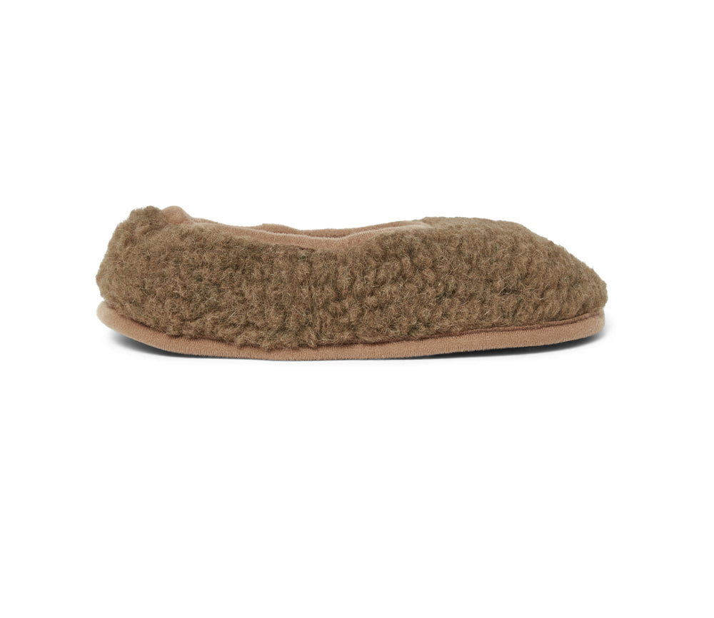 Alwero - Hausschuhe, Ballerina ADULT, BARK, Biowolle