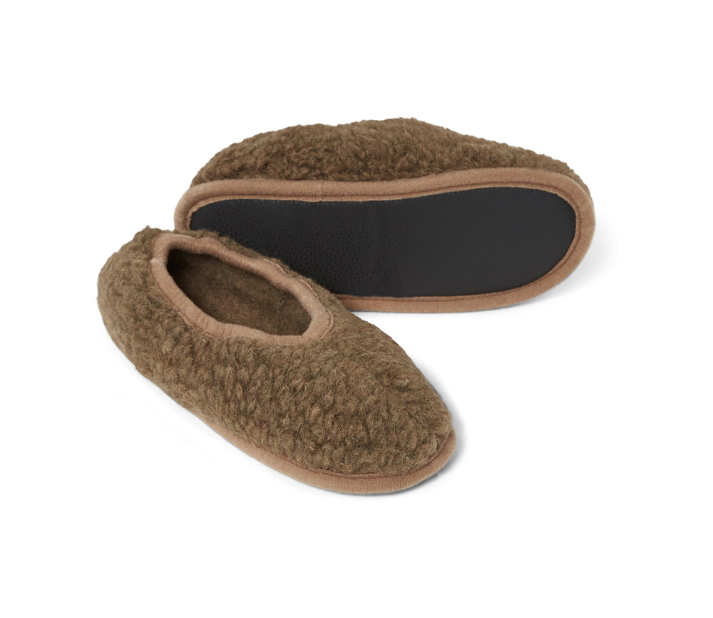 Alwero - Hausschuhe, Ballerina ADULT, BARK, Biowolle
