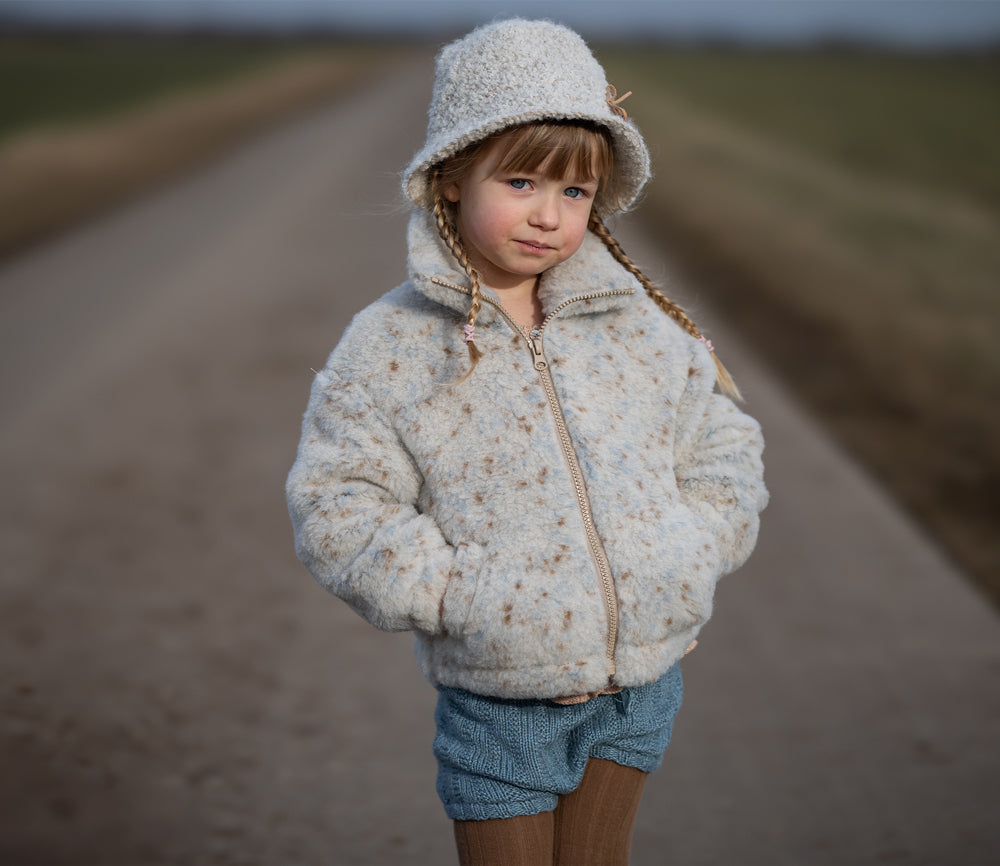Alwero - Jacke BLANCS Jr., Oversize, BEIGE MULTIDOTS, Biowolle, ultra leicht