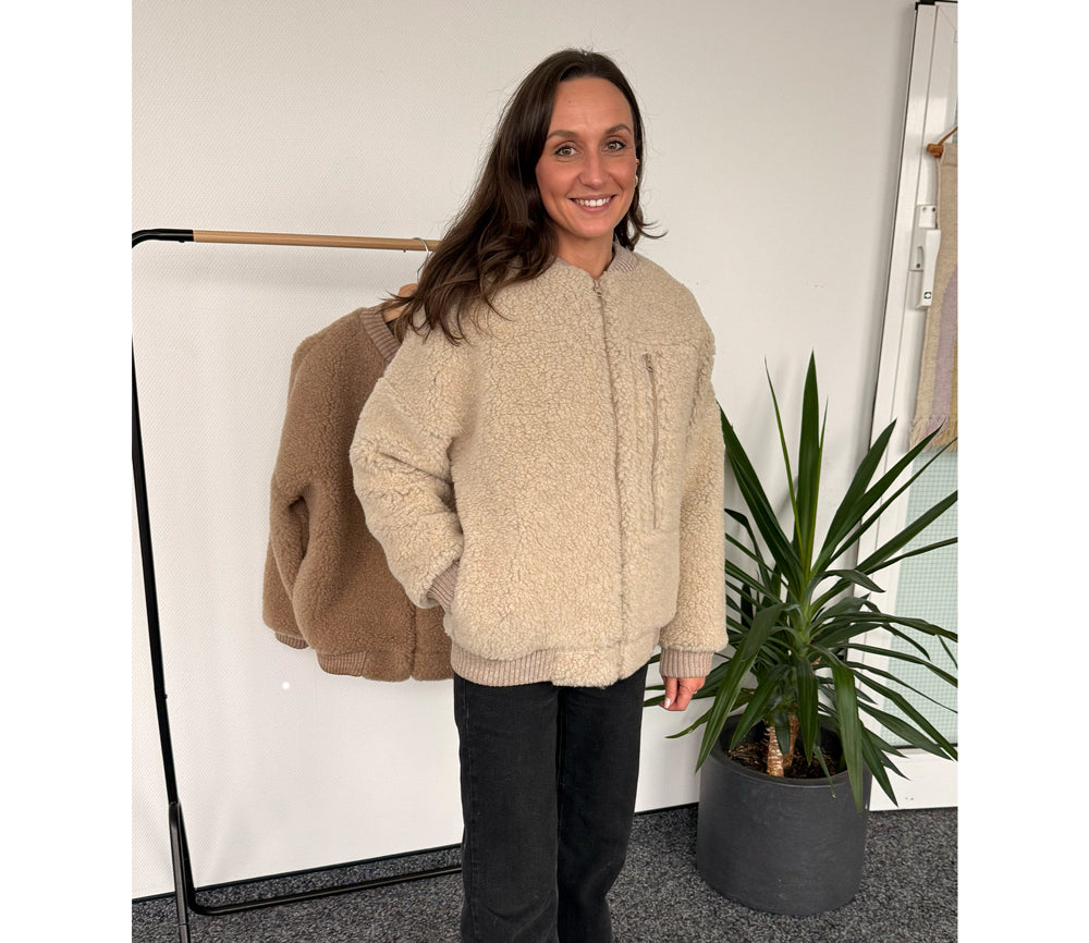 Alwero - Jacke BOMBER 2.0, Sand Brown, Biowolle, ultra light