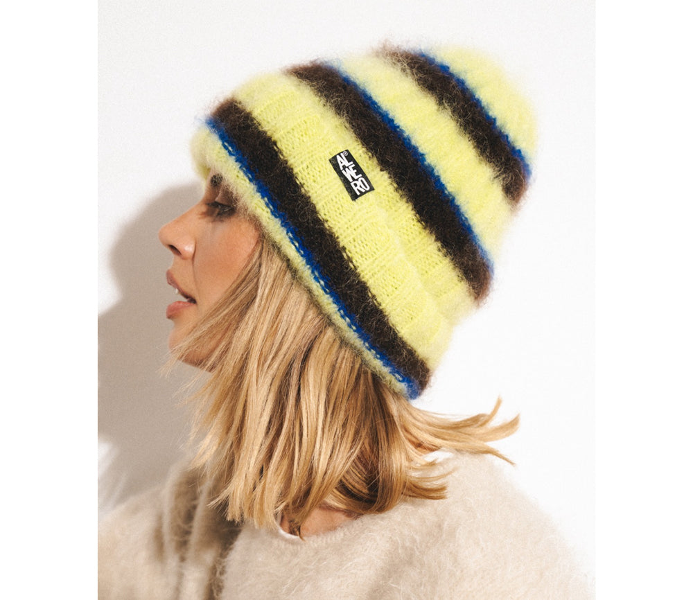 Alwero - Mütze, 'FLUFF', Chocolate Martini/Pistachio, Mohair