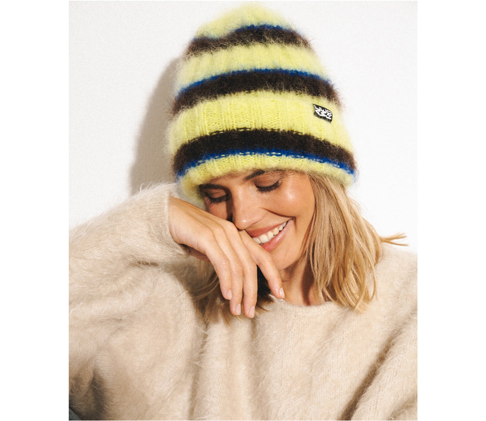 Alwero - Mütze, 'FLUFF', Chocolate Martini/Pistachio, Mohair