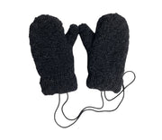 Alwero - Handschuhe "GULLY JUNIOR" mit Band, DEEP BLACK, Biowolle Ultra Light