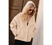 Alwero - Jacke mit Kapuze "KUFA" Adult, Biowolle, Sand Brown, ultra light