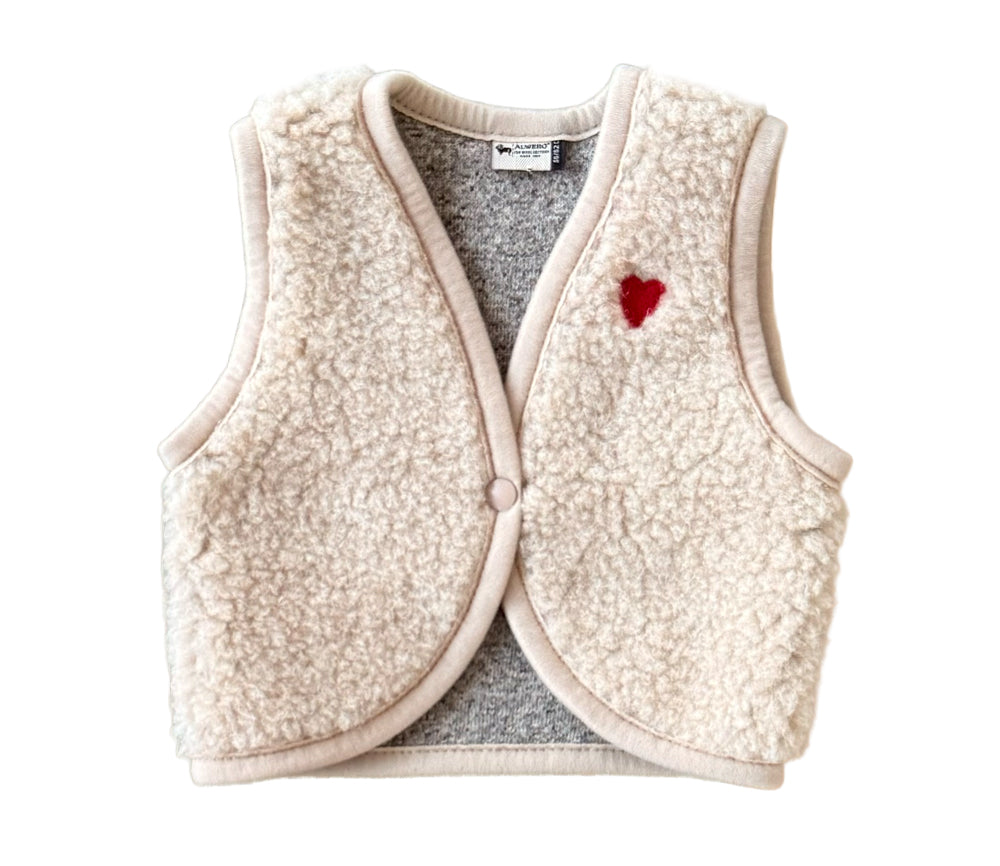 Alwero - Bodywarmer LULU, ultra light, Biowolle, SANDY BROWN mit HERZ, Special Edition