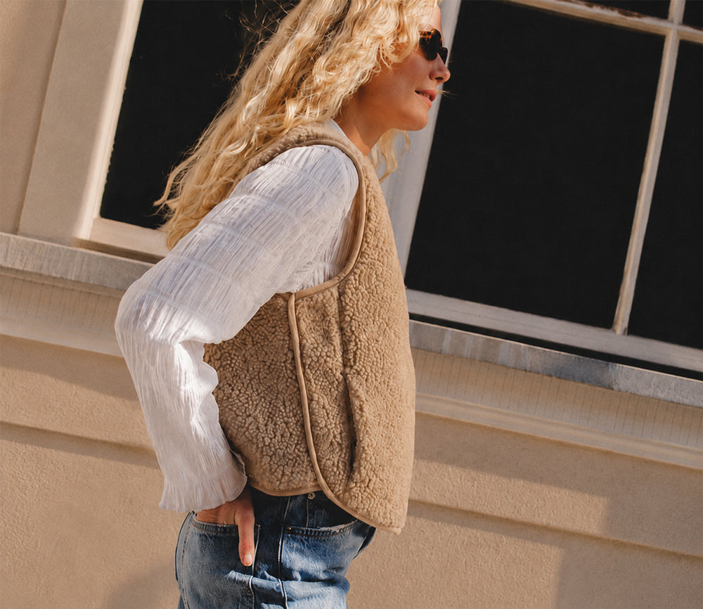 Alwero - Weste "MERIN" Adult, Tan, Merinowolle