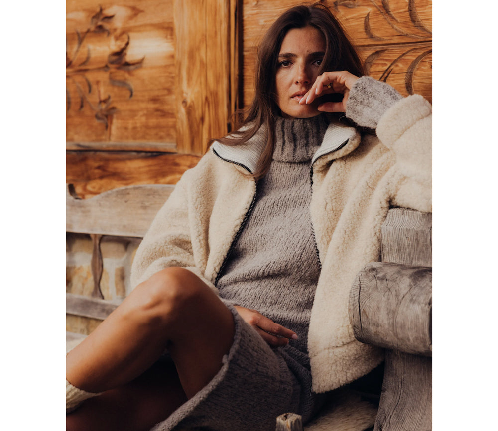 Alwero - Jacke NISEKO, Oversize, Sandy Brown, Biowolle