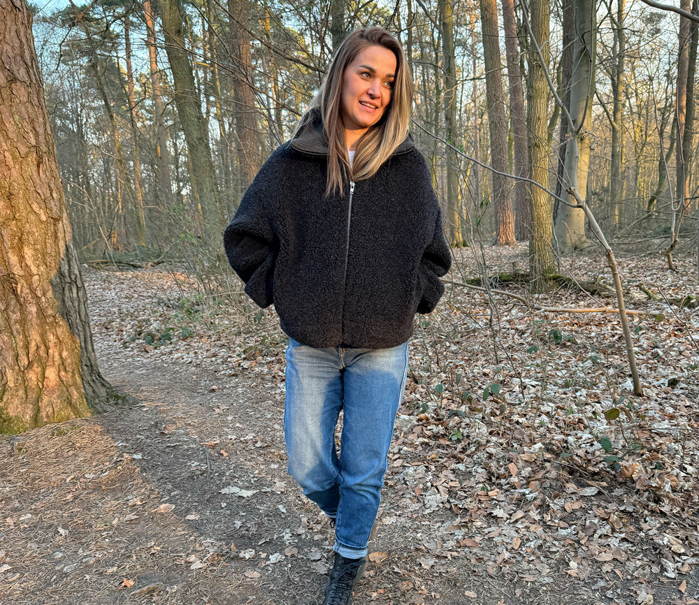 Alwero - Jacke NISEKO, Oversize, Deep Black, Biowolle