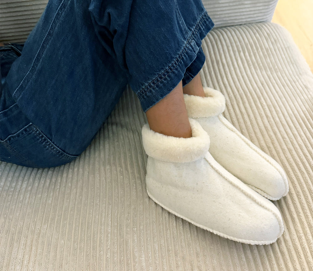 Alwero - Hausschuhe, Booties OLY, Natur, Biowolle