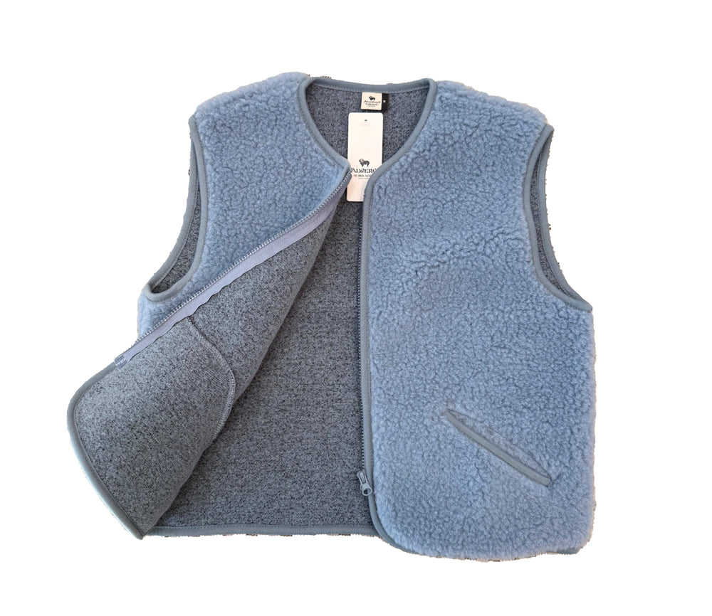 Alwero - Weste "POS" Adult, Biowolle, Icy Blue, ultra light