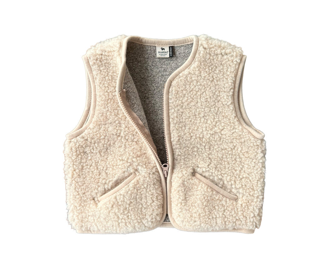 Alwero - Bodywarmer "POS" Junior, Sand Brown, ultra light, Biowolle