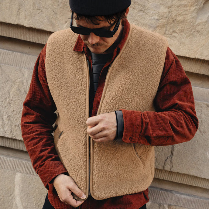 Alwero - Weste "POS" MEN, TAN, Merinowolle, ultra light
