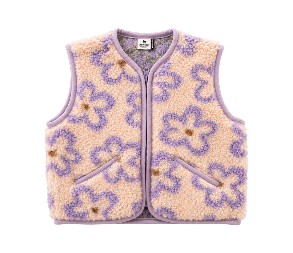 Alwero - Bodywarmer "POS" Junior, FLOWS APRICOT, Merinowolle, ultra light - LIMITED EDITION
