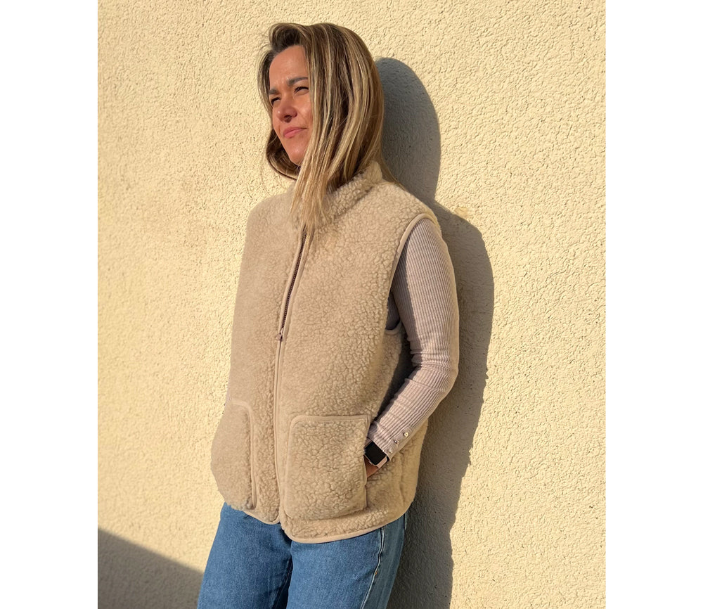 Alwero - Bodywarmer RUDI Adult, Sand Brown, Biowolle ultra light