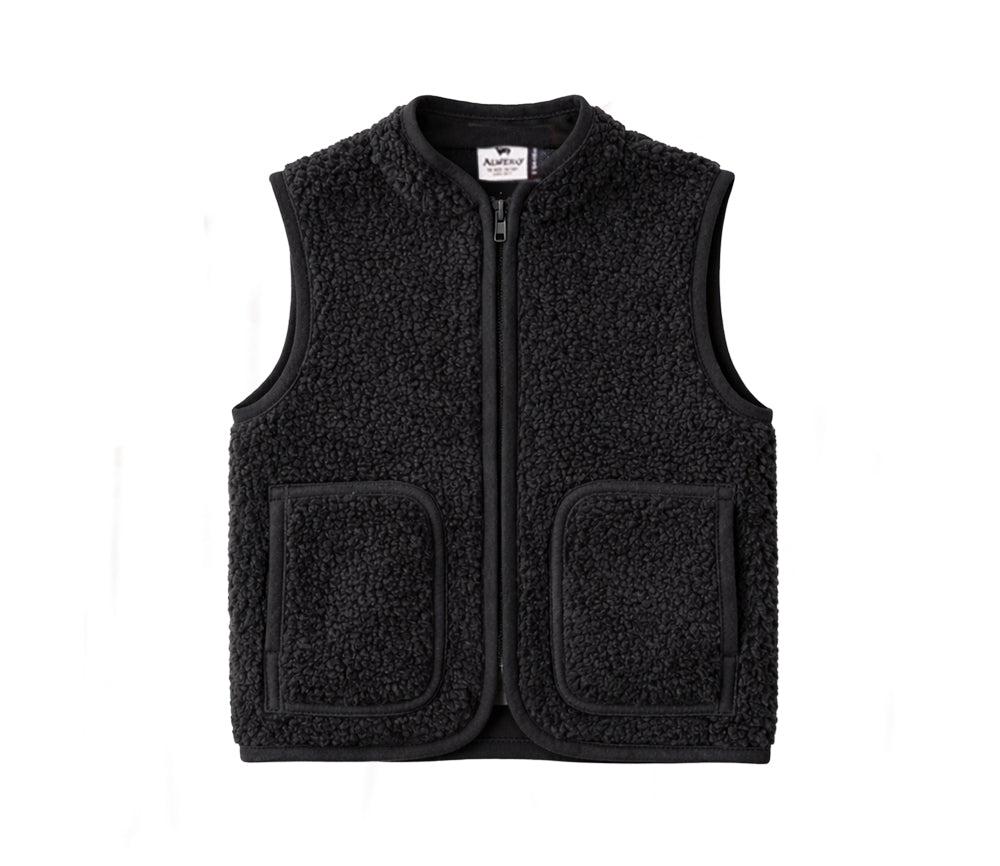 Alwero - Bodywarmer RUDI Junior, Dark Black, Biowolle ultra light