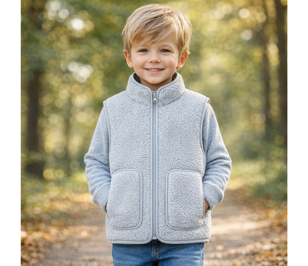 Alwero - Bodywarmer RUDI Junior, Silver, Biowolle ultra light