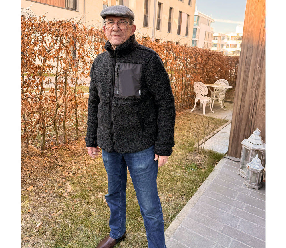 Alwero - Jacke SHERPA, DEEP BLACK, MEN, Biowolle, ultra leicht