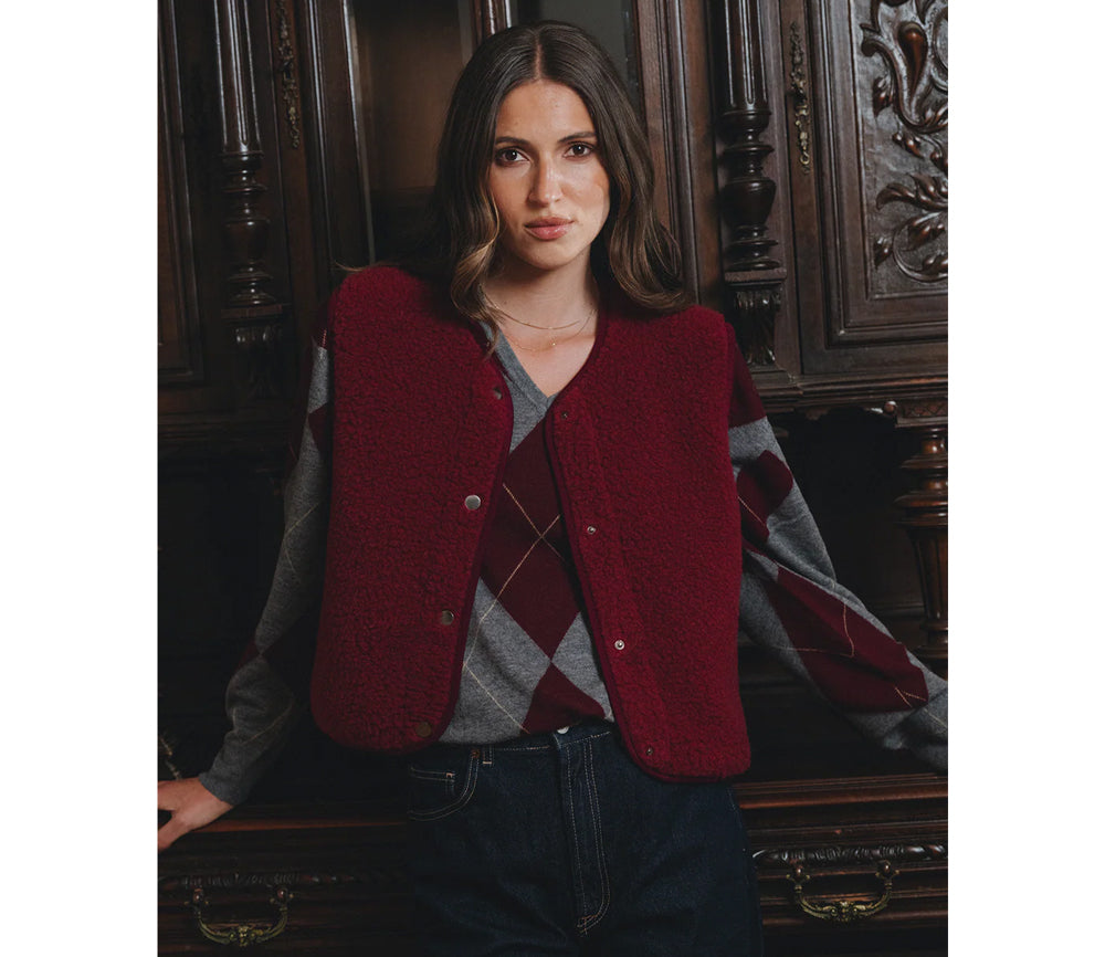 Alwero - Bodywarmer "TYB" ADULT, BEET, Merinowolle, ultra light