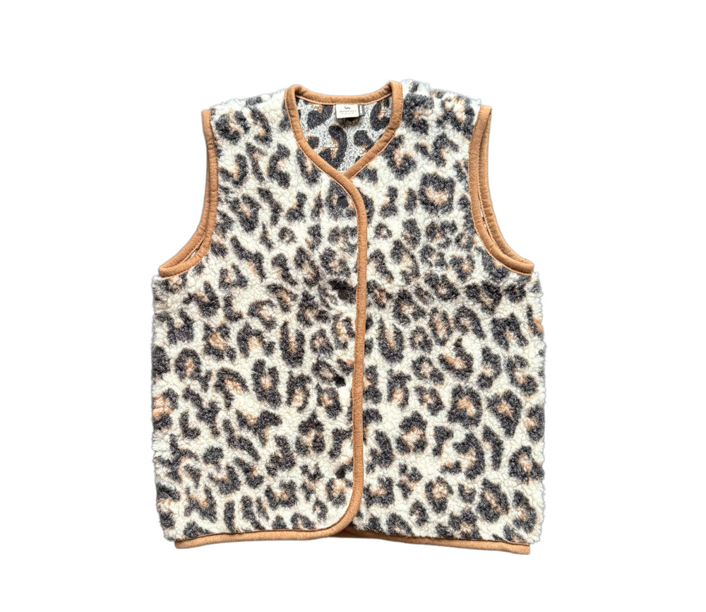 Alwero - Bodywarmer "TYB" Junior, Biowolle, Leopard White (saum braun), ultra light