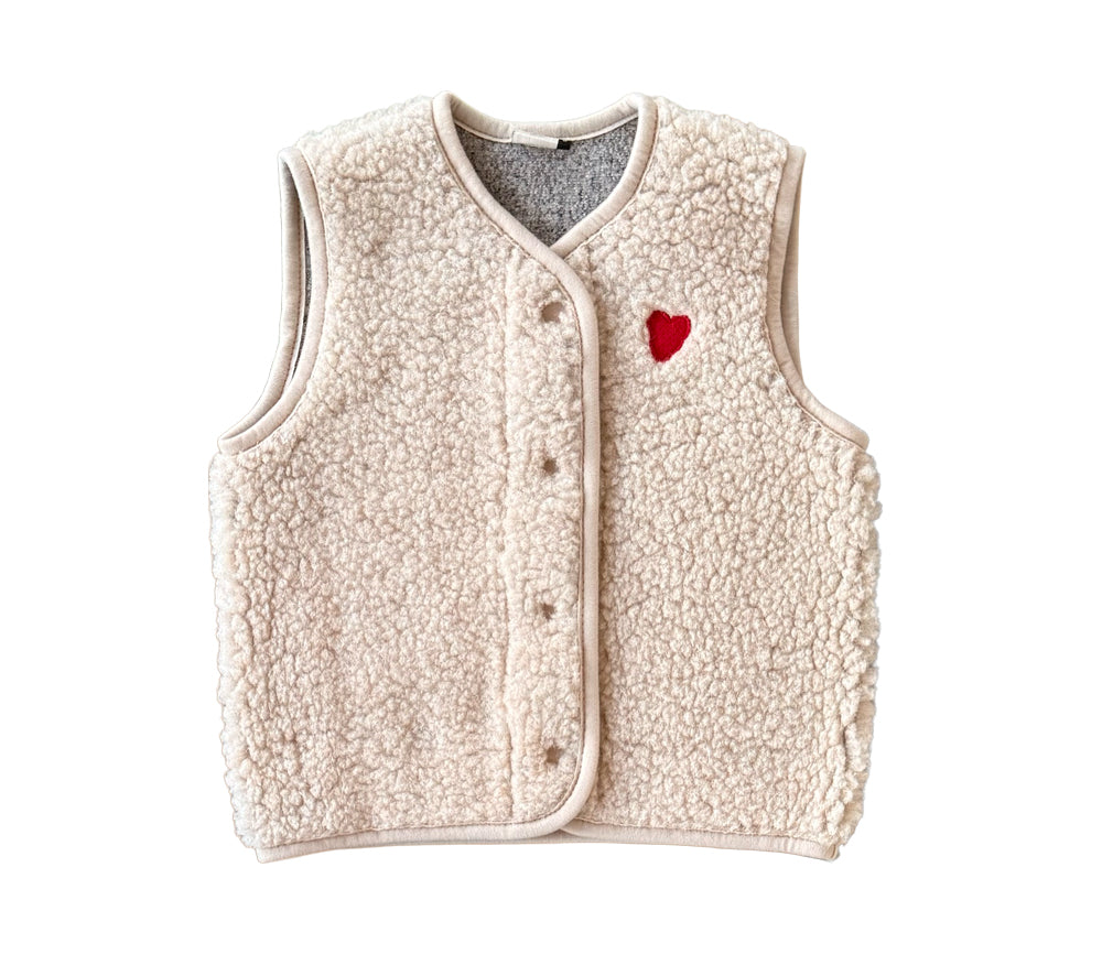 Alwero - Bodywarmer "TYB" Junior, Biowolle, SANDY BROWN mit HERZ, ultra light, SPECIAL EDITION