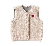 Alwero - Bodywarmer "TYB" Junior, Biowolle, SANDY BROWN mit HERZ, ultra light, SPECIAL EDITION