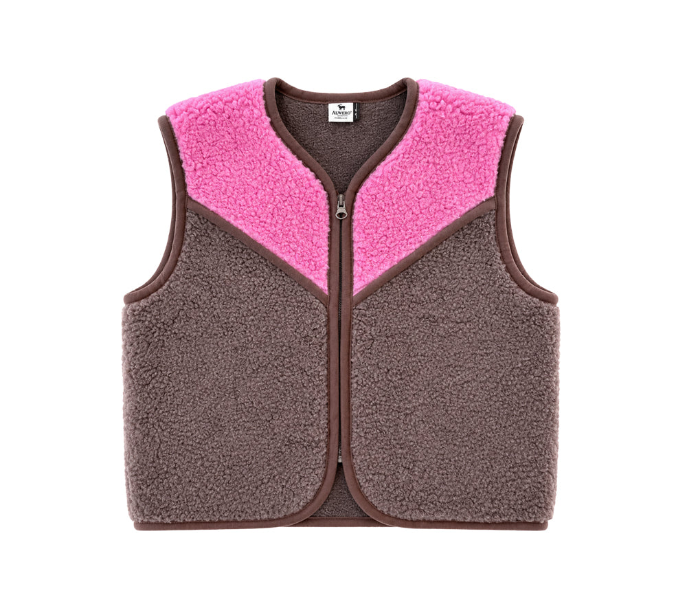 Alwero - Bodywarmer "TIDE" JUNIOR, Merinowolle, Choco Martini/Bubble Gum, ultra light