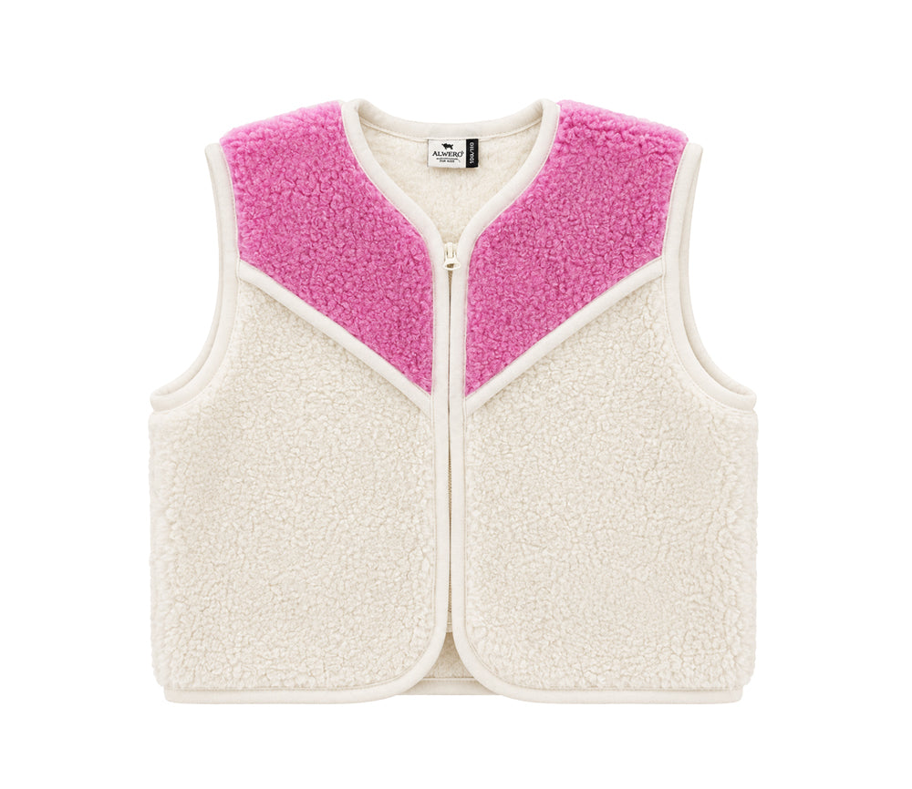 Alwero - Bodywarmer "TIDE" JUNIOR, Merinowolle, OFF WHITE/BUBBLE GUM, ultra light - LIMITED EDITION
