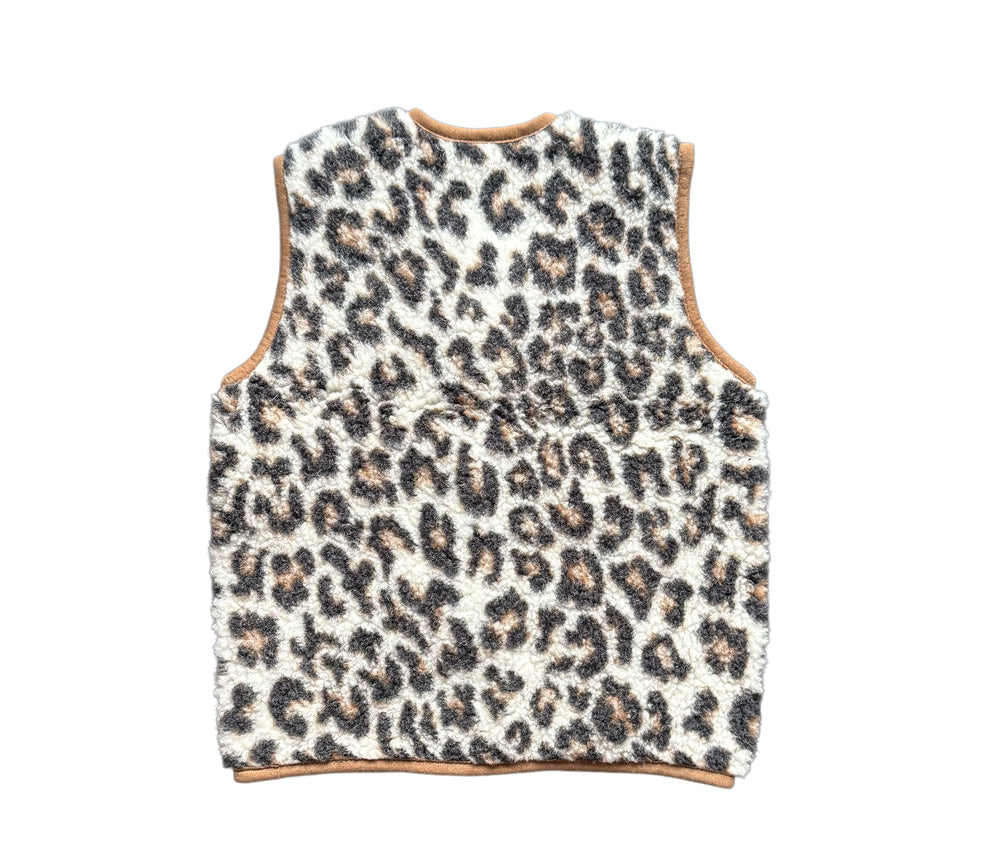 Alwero - Bodywarmer "TYB" Junior, Biowolle, Leopard White (saum braun), ultra light