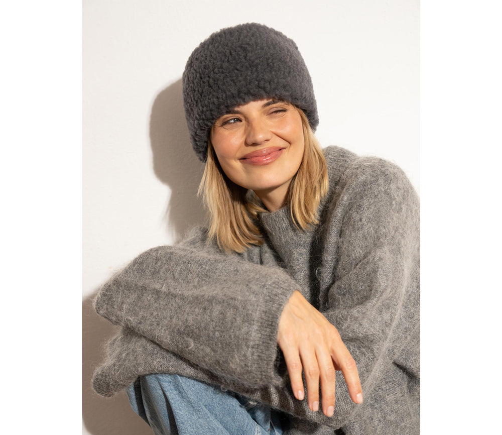 Alwero - Stirnband / Halswärmer VOVO, Anthracite, Biowolle, ultra light