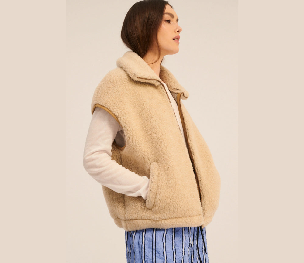 Alwero - Weste "ISLA" Sand Brown, Biowolle Ultra Light