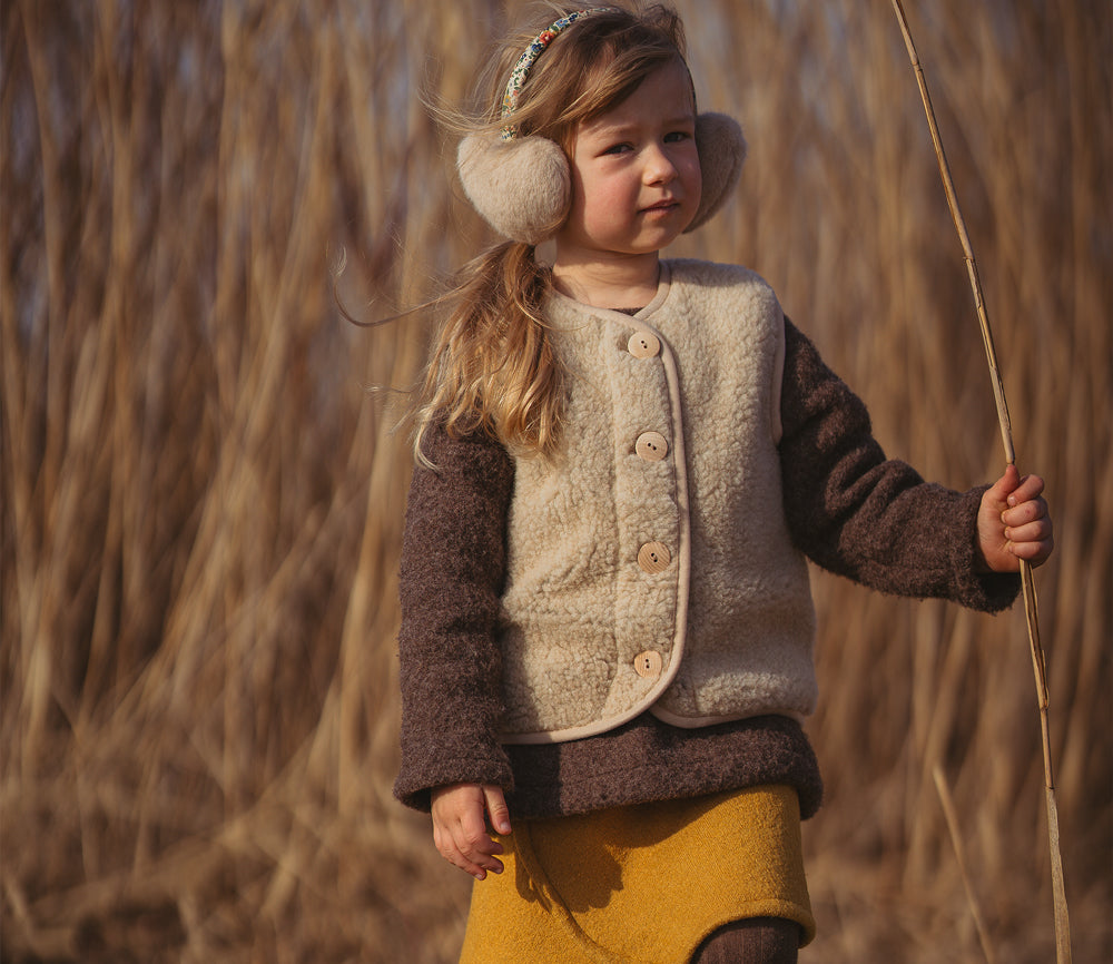 Alwero - Bodywarmer "PO" Junior, Biowolle, Sand Brown, ultra light