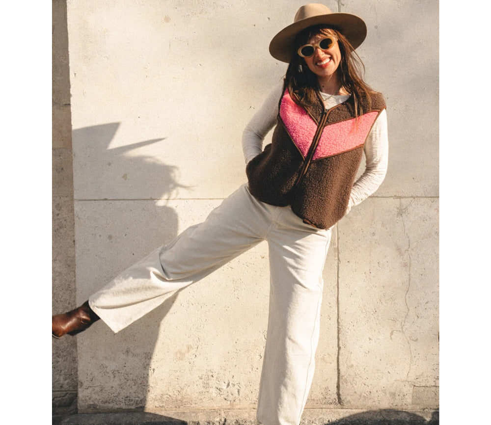 Alwero - Bodywarmer "TIDE" , Merinowolle, Choco Martini/Bubble Gum, ultra light mit Seitentaschen - LIMITED EDITION