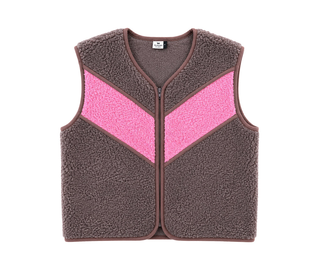 Alwero - Bodywarmer "TIDE" , Merinowolle, Choco Martini/Bubble Gum, ultra light mit Seitentaschen - LIMITED EDITION